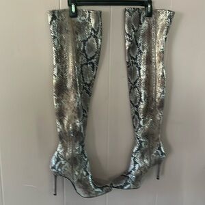 Jessica Simpson thigh hi  snake print boot size 9. Worn 1x